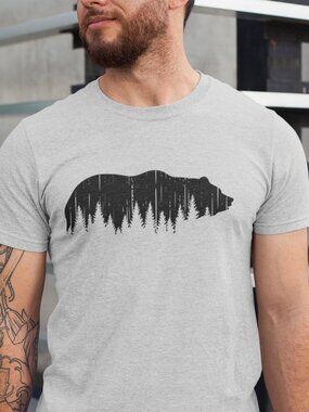 Bear Unisex T-Shirt 🐻🌲 | Grizzly Bear Graphic Tee | Forest Nature Shirt